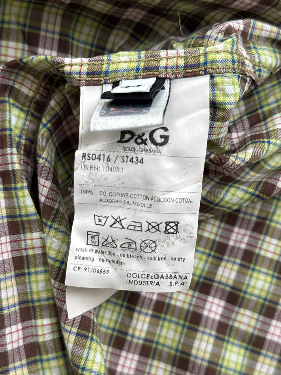 SS2011 Dolce & Gabbana Brown & Green Checked Western Shirt mvbAmgLc 12