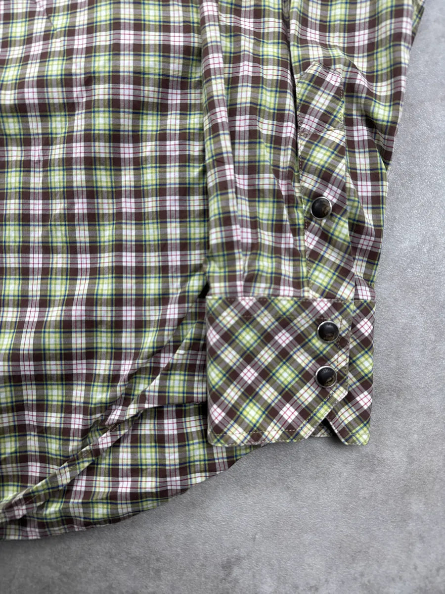 SS2011 Dolce & Gabbana Brown & Green Checked Western Shirt mvbAmgLc 7