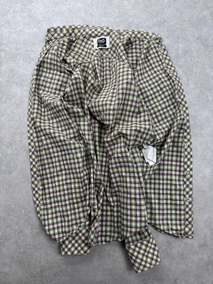 SS2011 Dolce & Gabbana Brown & Green Checked Western Shirt mvbAmgLc 6