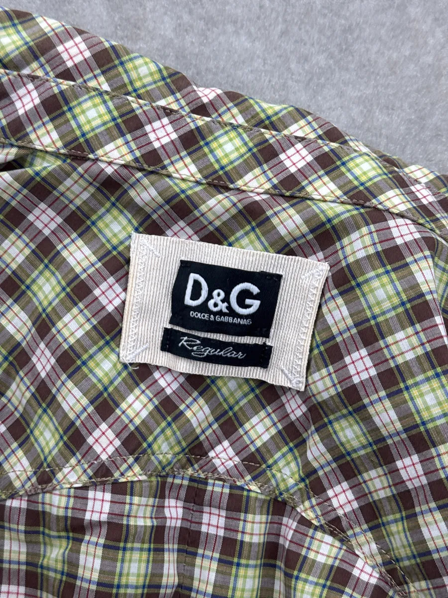 SS2011 Dolce & Gabbana Brown & Green Checked Western Shirt mvbAmgLc 10