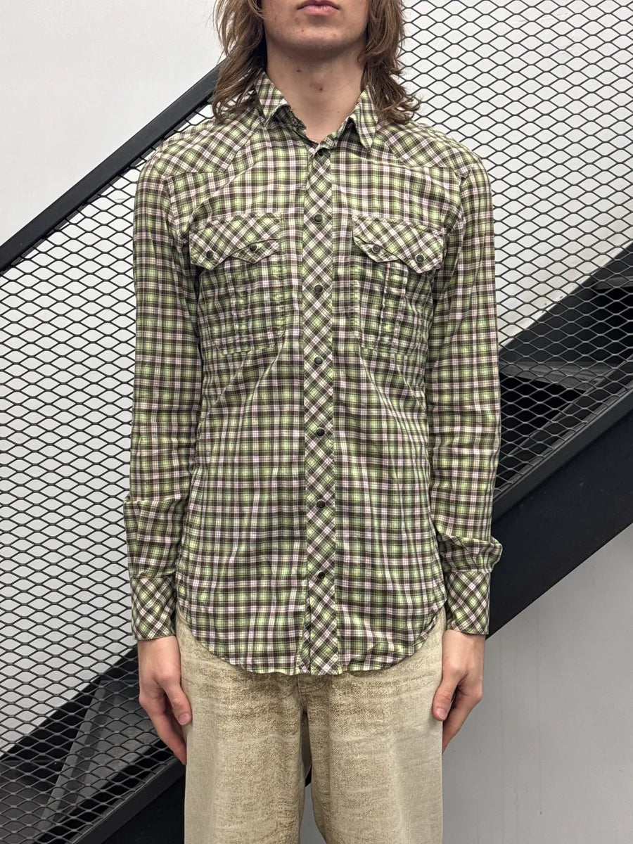 SS2011 Dolce & Gabbana Brown & Green Checked Western Shirt mvbAmgLc 2