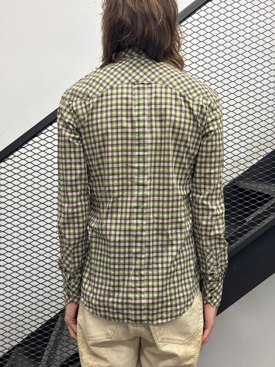 SS2011 Dolce & Gabbana Brown & Green Checked Western Shirt mvbAmgLc 3