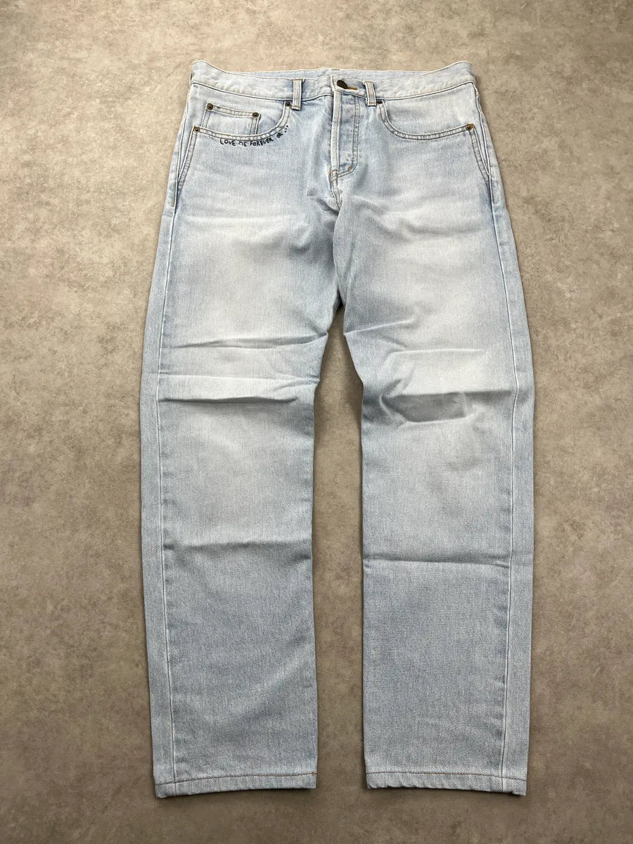 SS2017 Saint Laurent Love Me Forever Light Blue Denim Jeans mwRptrxR 3