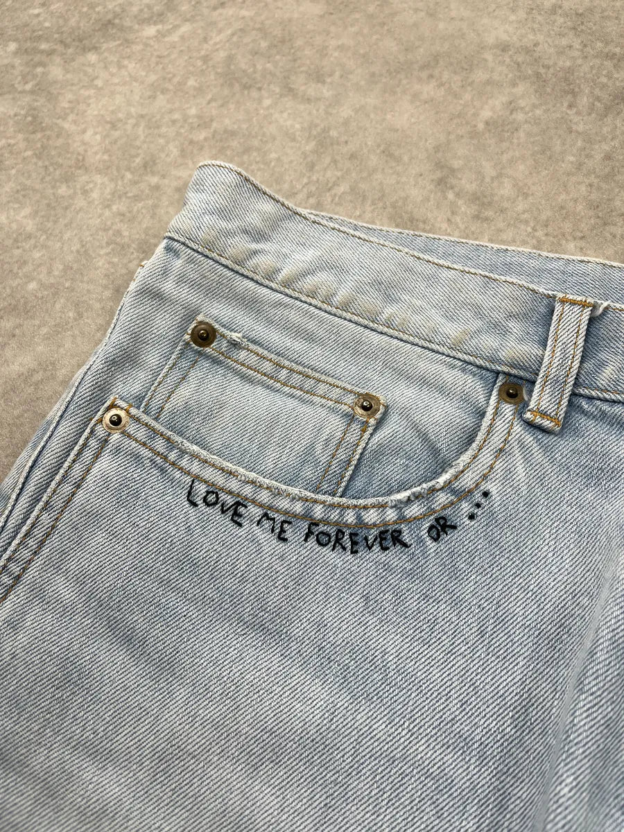 SS2017 Saint Laurent Love Me Forever Light Blue Denim Jeans mwRptrxR 6