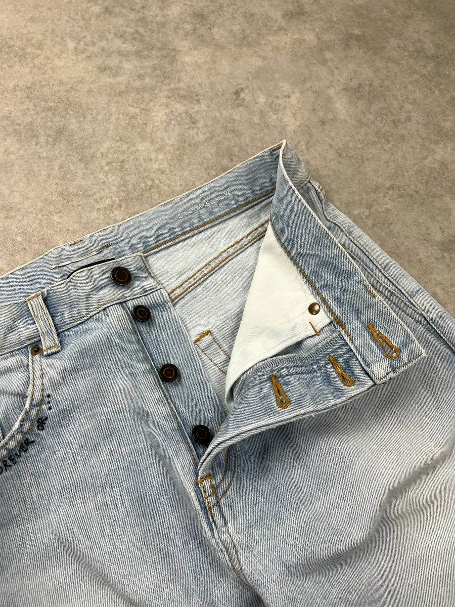 SS2017 Saint Laurent Love Me Forever Light Blue Denim Jeans mwRptrxR 8