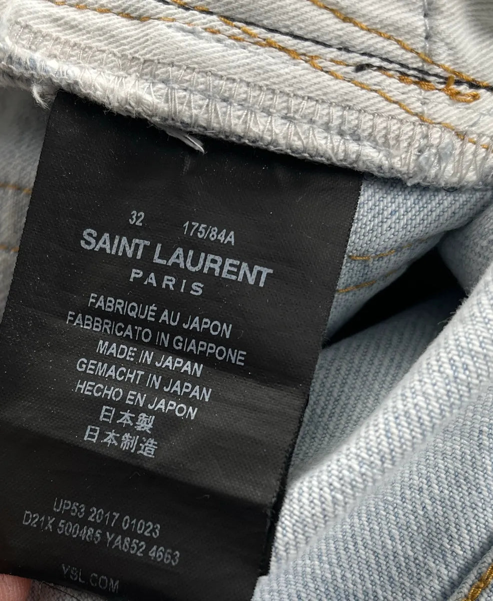 SS2017 Saint Laurent Love Me Forever Light Blue Denim Jeans mwRptrxR 11