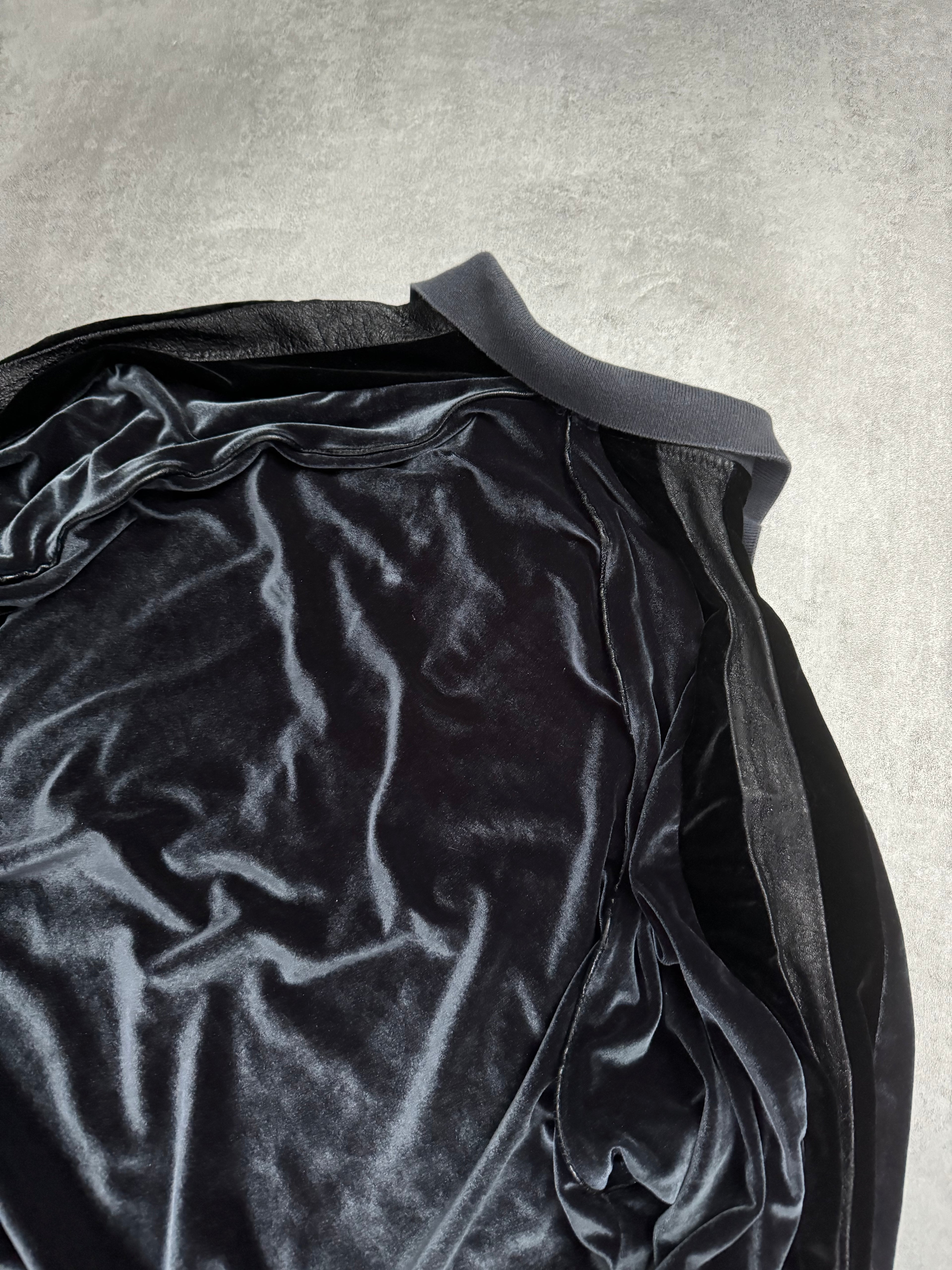 2000s Dolce & Gabbana Velvet Deep Green Polo Sweater (L) - 3