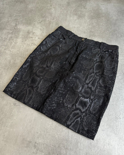 AW1999 Roberto Cavalli Black Python Effect Legend Skirt (S) - 5