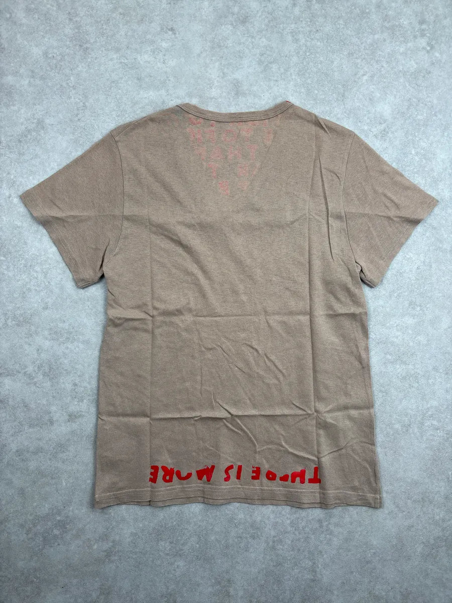 AW2008 Maison Martin Margiela Beige AIDS Slogan V Neck T-Shirt mzuqEXzW 3