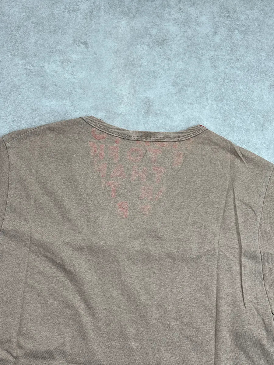 AW2008 Maison Martin Margiela Beige AIDS Slogan V Neck T-Shirt mzuqEXzW 6