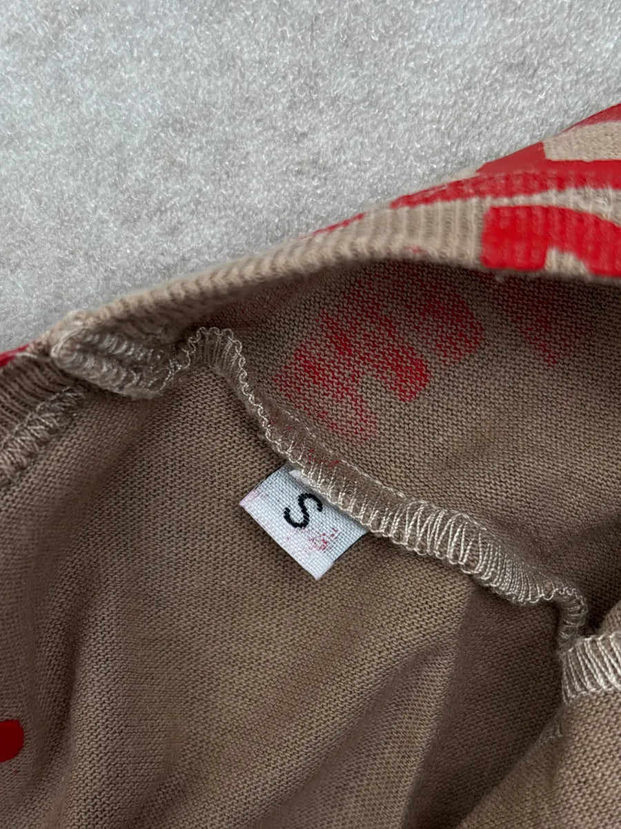 AW2008 Maison Martin Margiela Beige AIDS Slogan V Neck T-Shirt mzuqEXzW 10