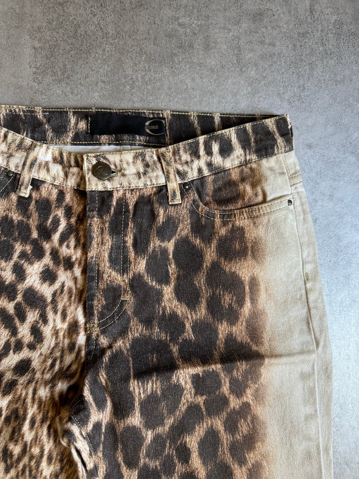 2000s Cavalli Leopard White Savage Relaxed Pants (XS) - 6