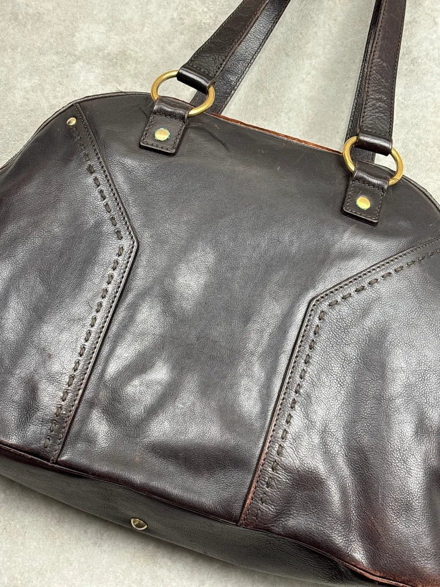 Yves Saint Laurent Dark Brown Leather Cylinder Lock Totebag nDRPQfPW 9