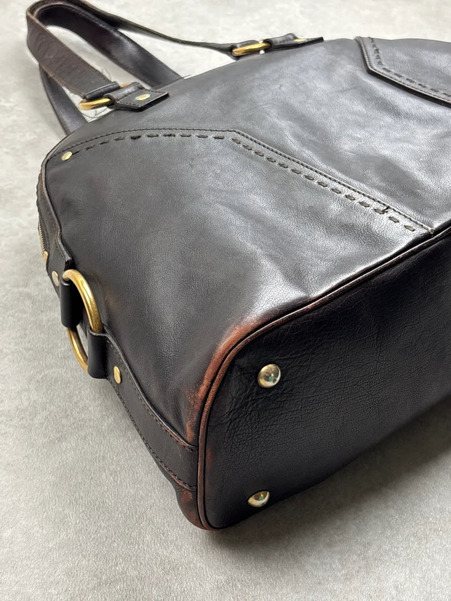 Yves Saint Laurent Dark Brown Leather Cylinder Lock Totebag nDRPQfPW 16