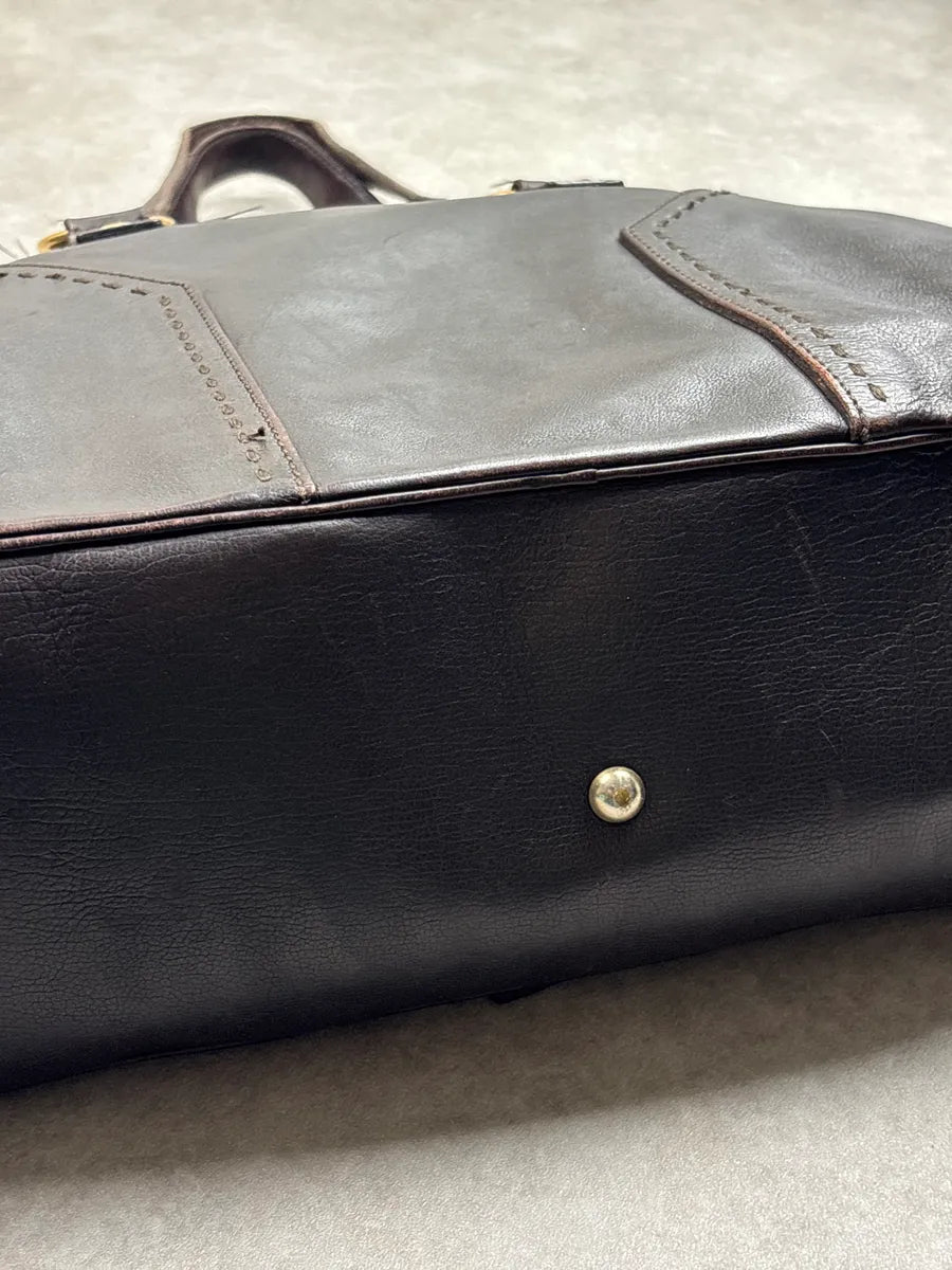 Yves Saint Laurent Dark Brown Leather Cylinder Lock Totebag nDRPQfPW 10