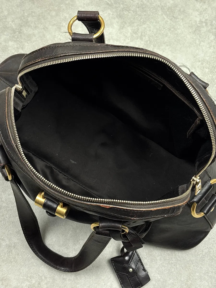 Yves Saint Laurent Dark Brown Leather Cylinder Lock Totebag nDRPQfPW 11