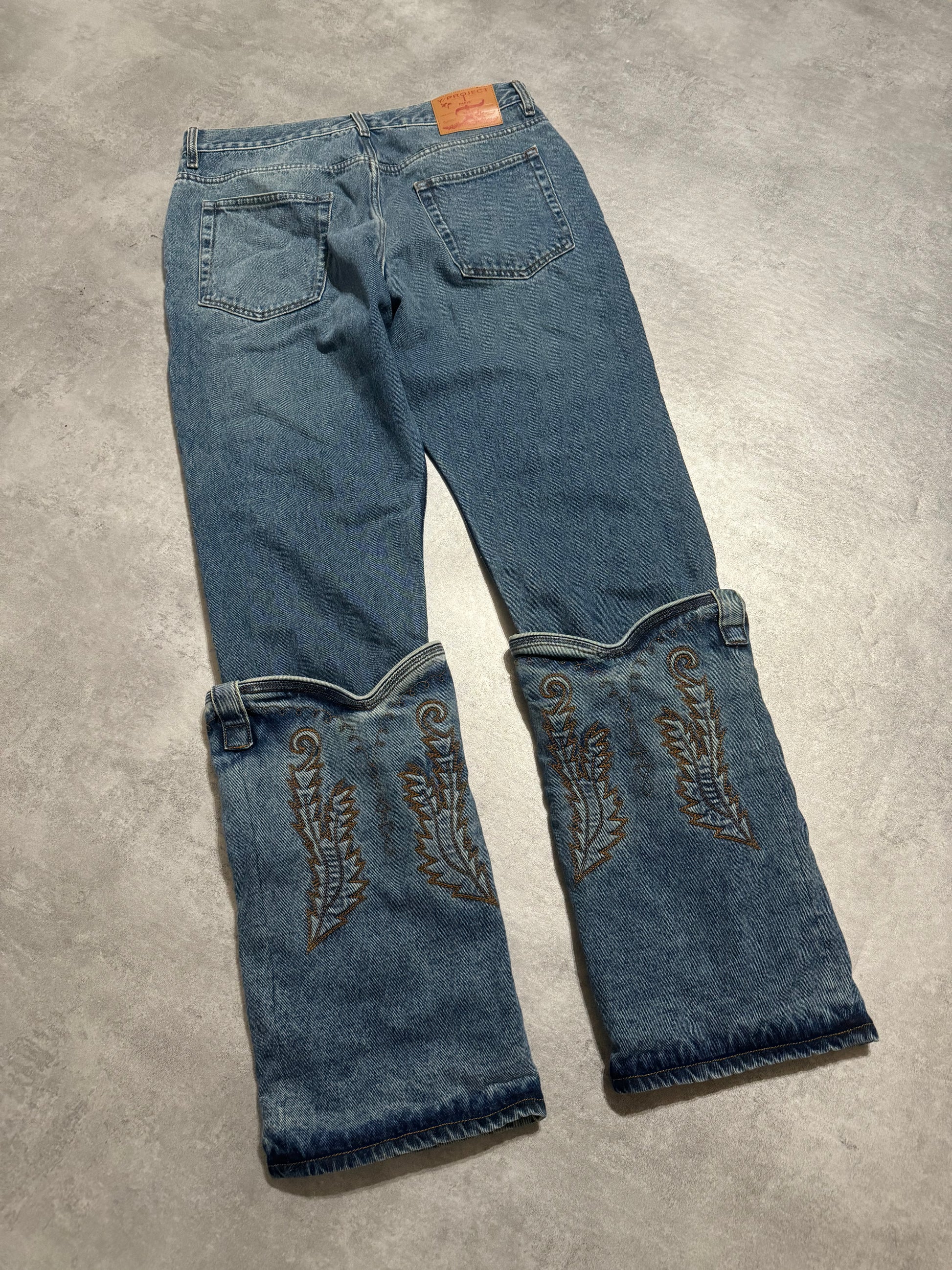 SS2023 Y/Project Cow-Boy Brut Blue Astro Cavalier Denim Jeans (L) - 4