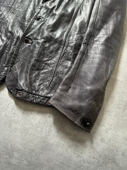 Isaac Sellam Experience Brutalist Black Leather Jacket (L) - 10