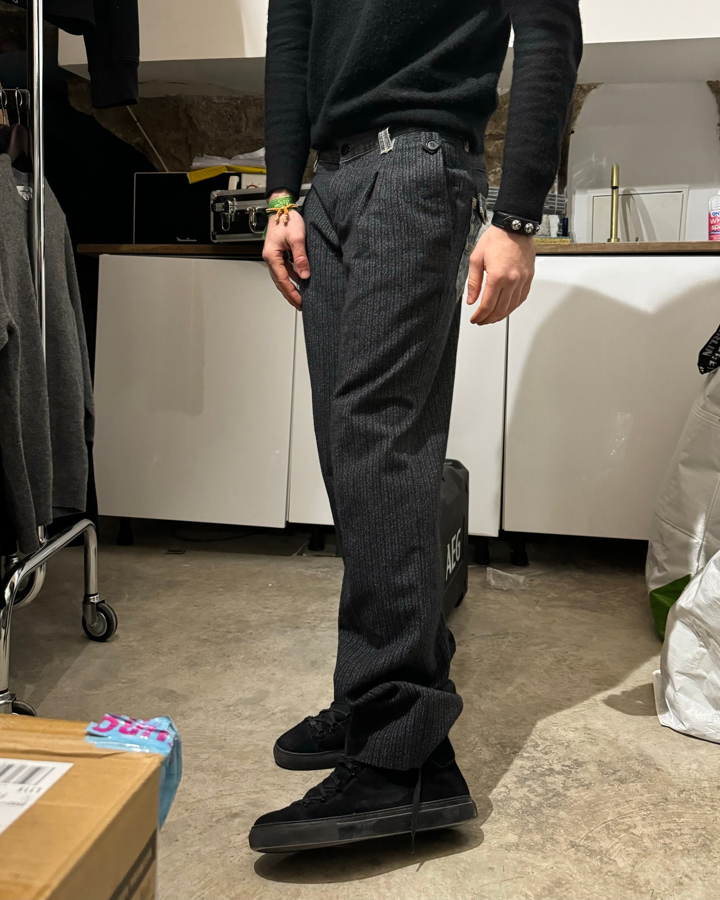 2000s Dolce & Gabbana Wool & Denim Hybrid Tailored Pants  (M/L) - 4