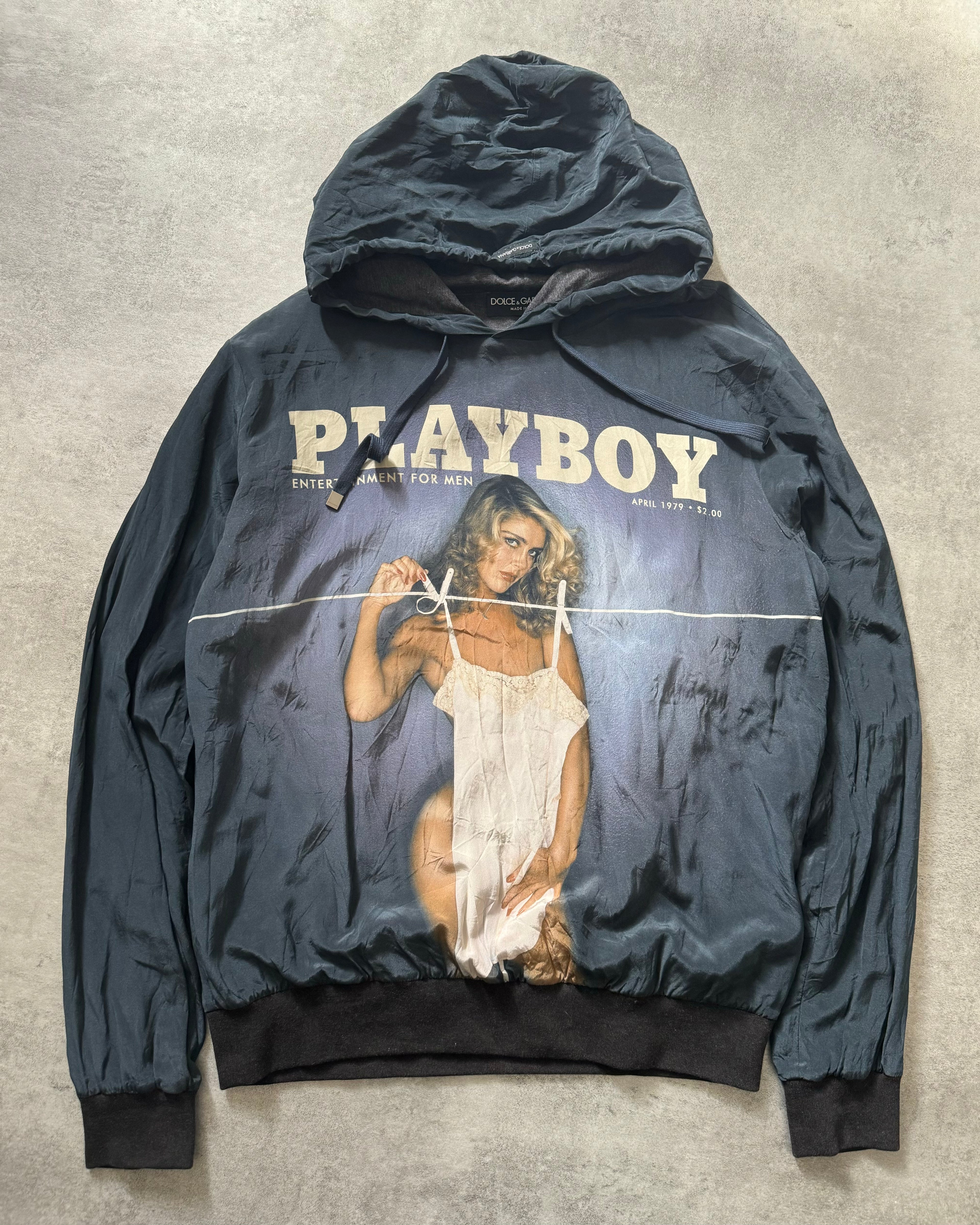 Dolce & Gabbana Playboy 1979 Cover Technical Silk Navy Sweater (L) - 1