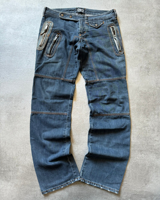 AW2004 Dolce & Gabbana Astro Denim Biker Pants  (M) - 1