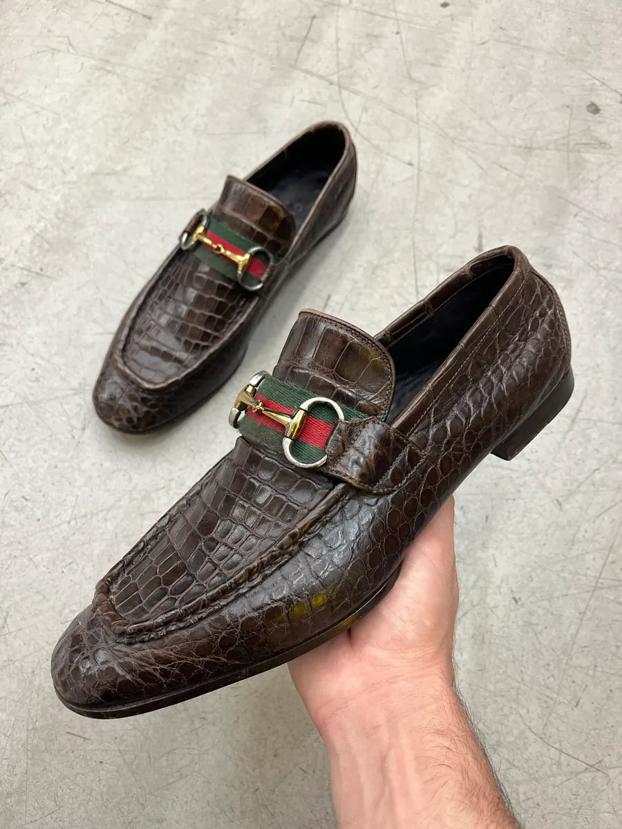 AW2011 Gucci Dark Horsebit Crocodile Dark Brown Leather Loafers by Frida Giannini nUiCqlhl 0