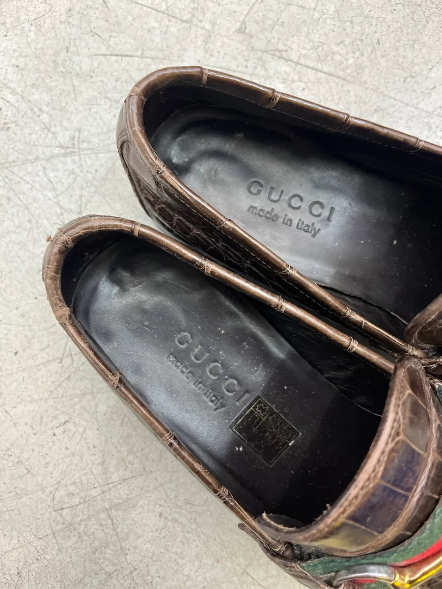 AW2011 Gucci Dark Horsebit Crocodile Dark Brown Leather Loafers by Frida Giannini nUiCqlhl 9