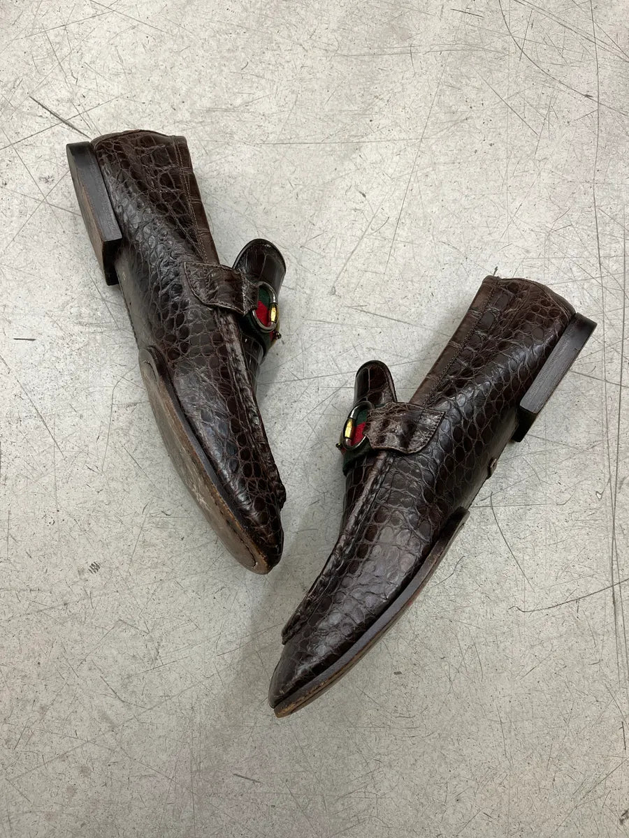AW2011 Gucci Dark Horsebit Crocodile Dark Brown Leather Loafers by Frida Giannini nUiCqlhl 3