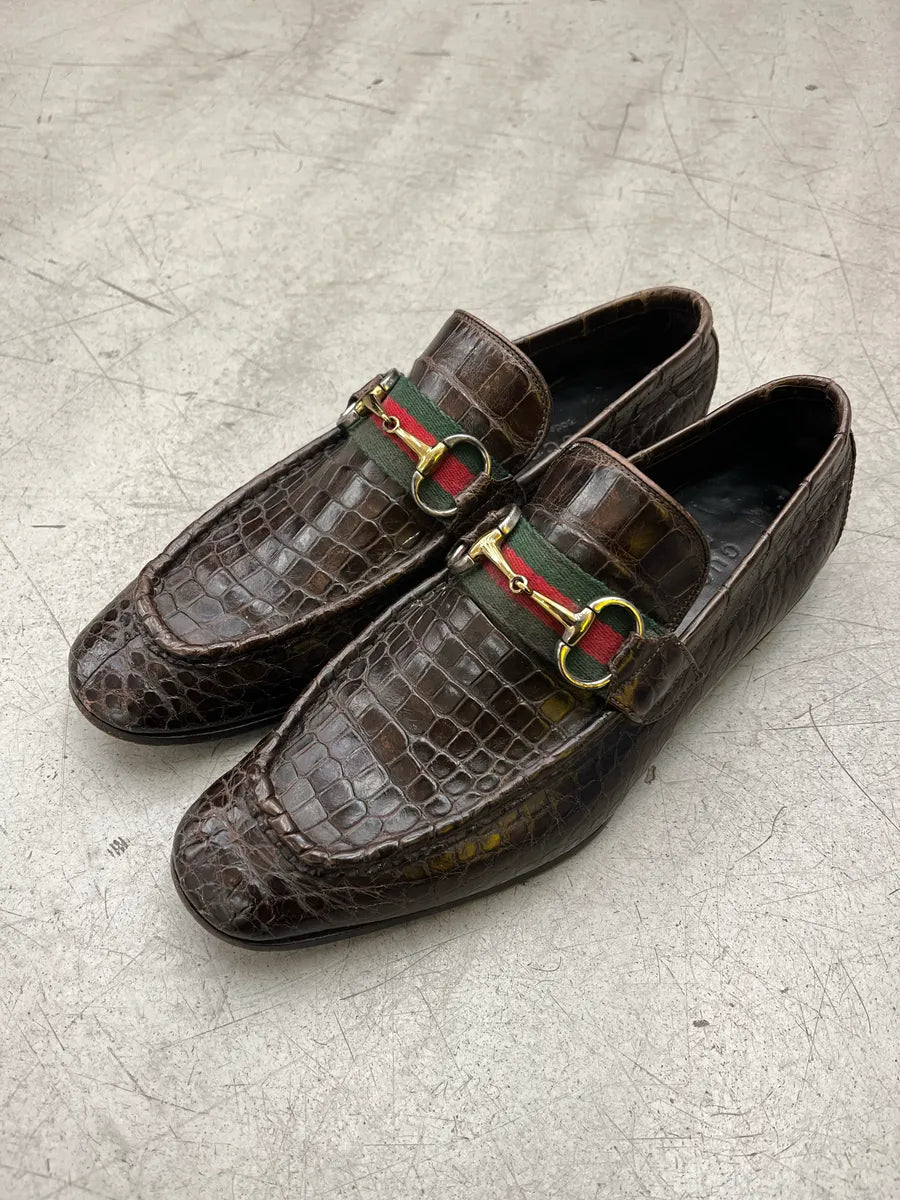 AW2011 Gucci Dark Horsebit Crocodile Dark Brown Leather Loafers by Frida Giannini nUiCqlhl 1