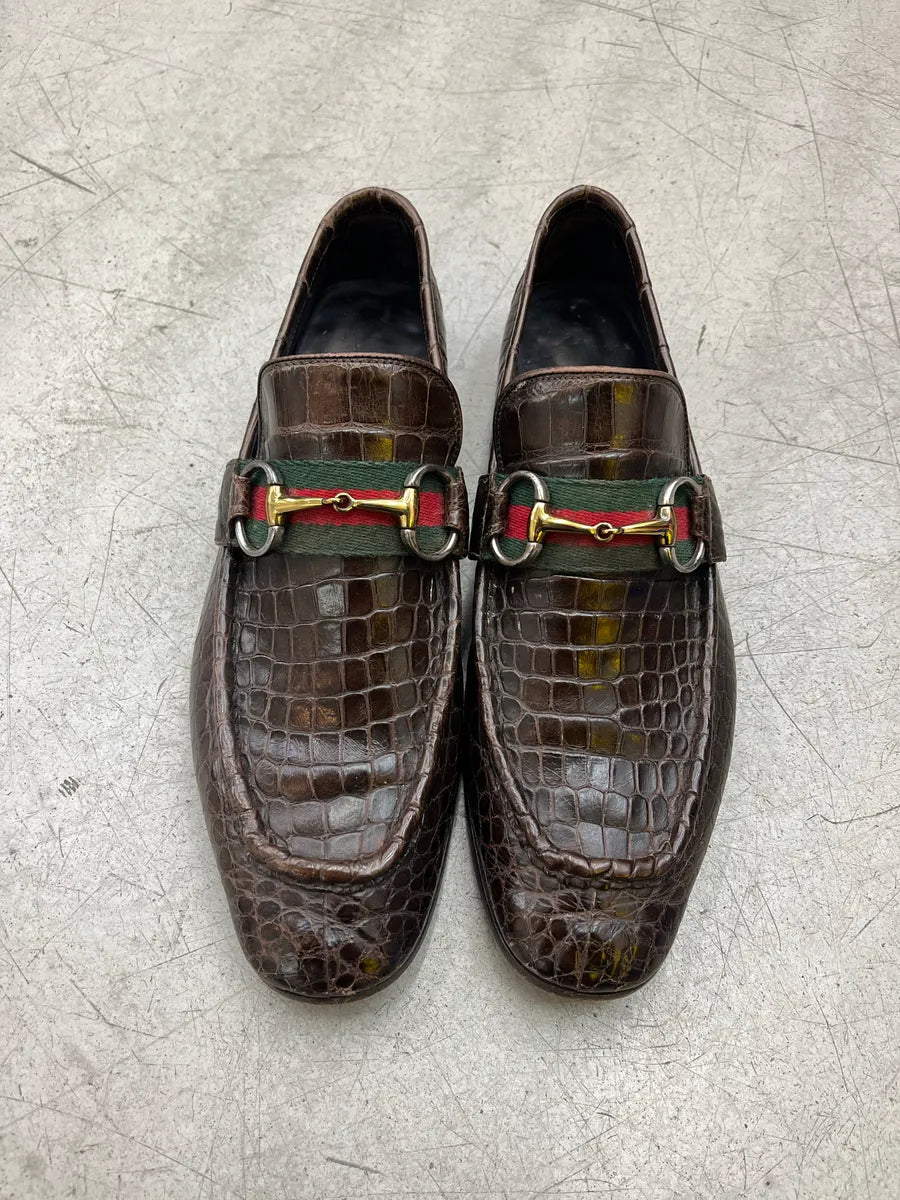 AW2011 Gucci Dark Horsebit Crocodile Dark Brown Leather Loafers by Frida Giannini nUiCqlhl 4