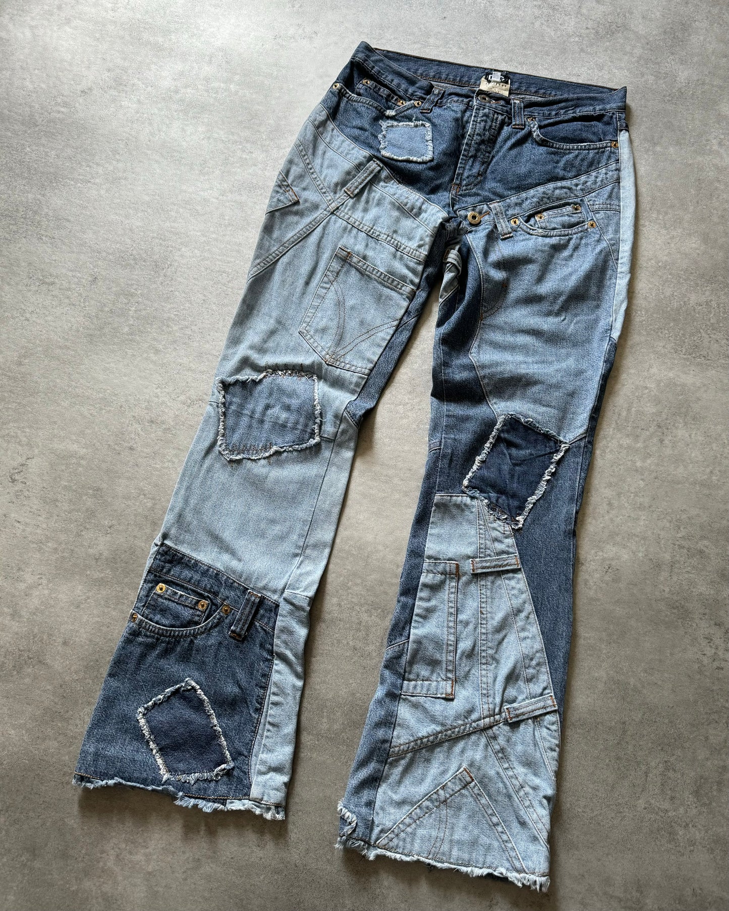 2000s Dolce & Gabbana Patchwork Elevated Denim Jeans  (S) - 7