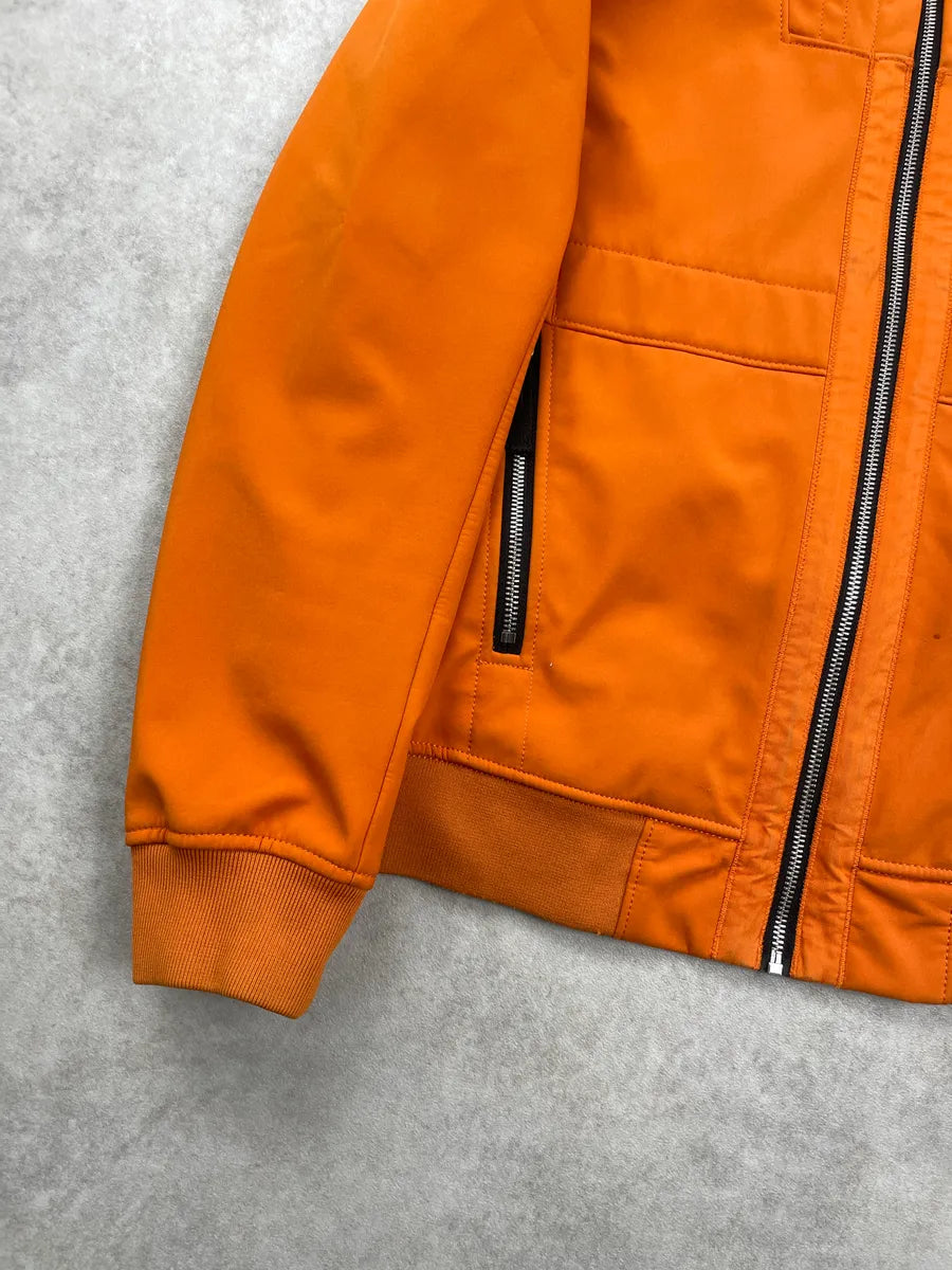 Stone Island Orange Soft Shell Hooded Logo Light Jacket nXtnmVzt 8