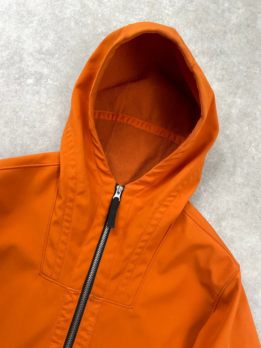 Stone Island Orange Soft Shell Hooded Logo Light Jacket nXtnmVzt 9