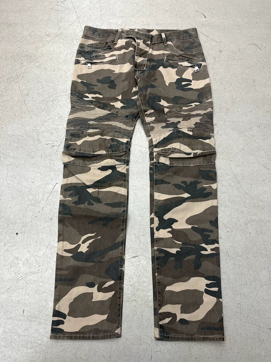 SS2014 Balmain Biker Camo Khaki Pants nYDneapa 0