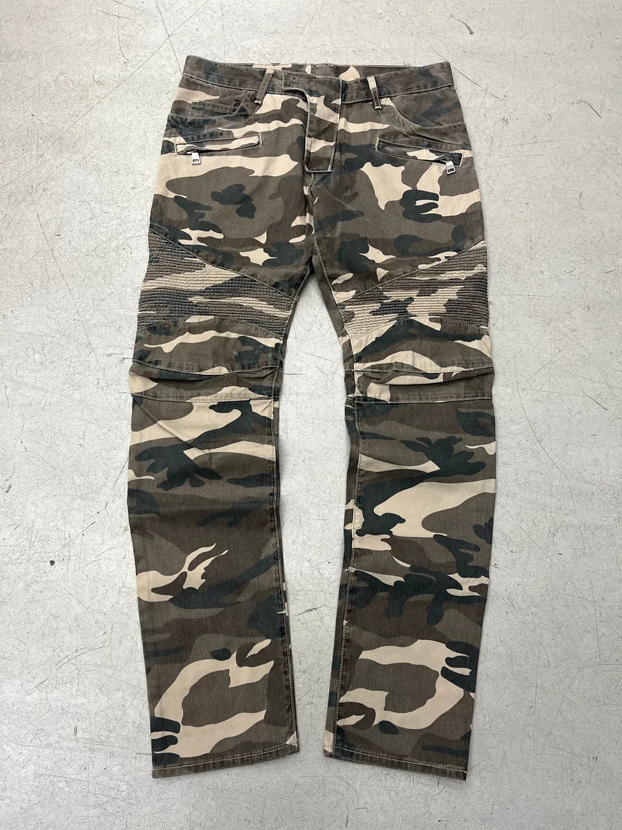 SS2014 Balmain Biker Camo Khaki Pants nYDneapa 4