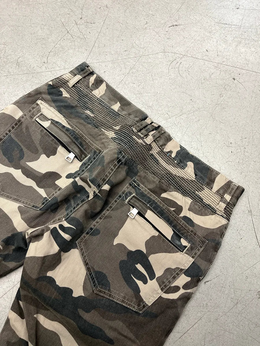 SS2014 Balmain Biker Camo Khaki Pants nYDneapa 8