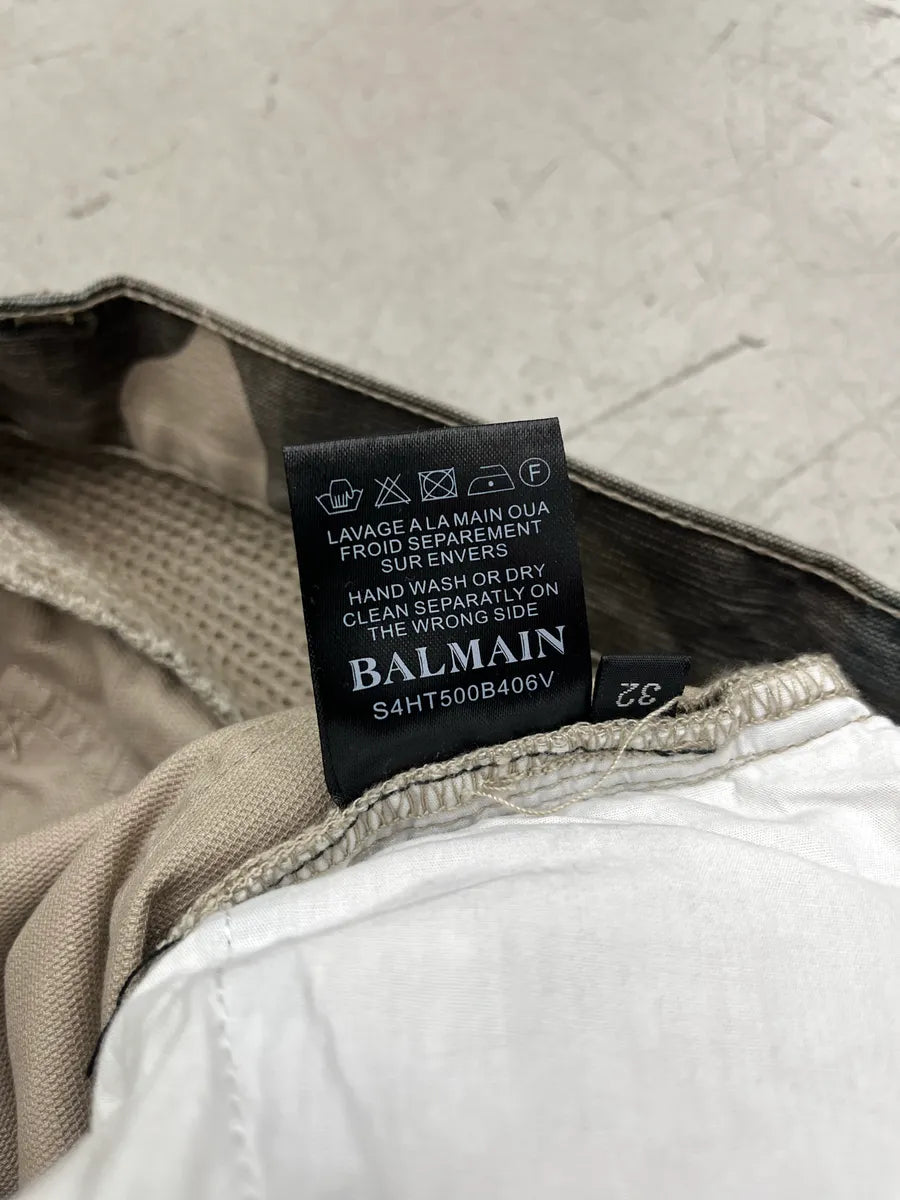 SS2014 Balmain Biker Camo Khaki Pants nYDneapa 11