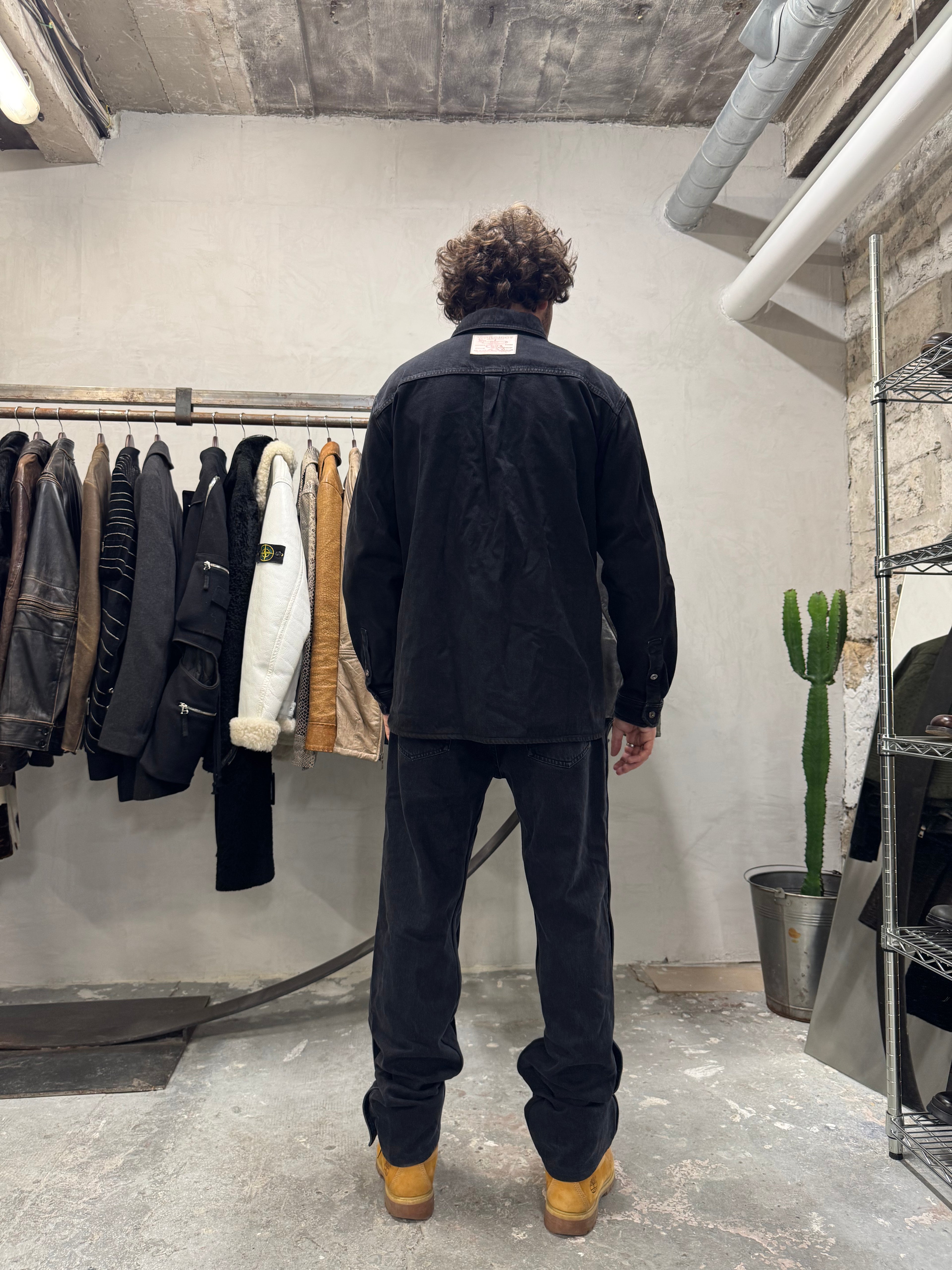 SS2025 Y/Project Snap Evergreen Black Denim Shirt (M) - 10