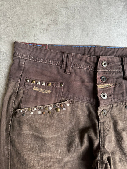 2000s Marithé + François Girbaud Brown Embellished Ornement Cozy Pants (L/XL) - 4