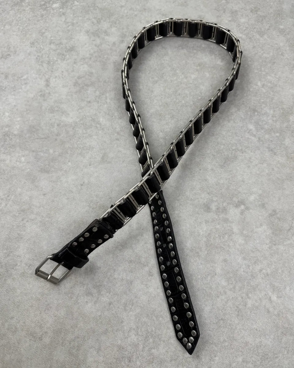 Nanni Black Leather & Metalic Studded Belt vpPGQSZ 0