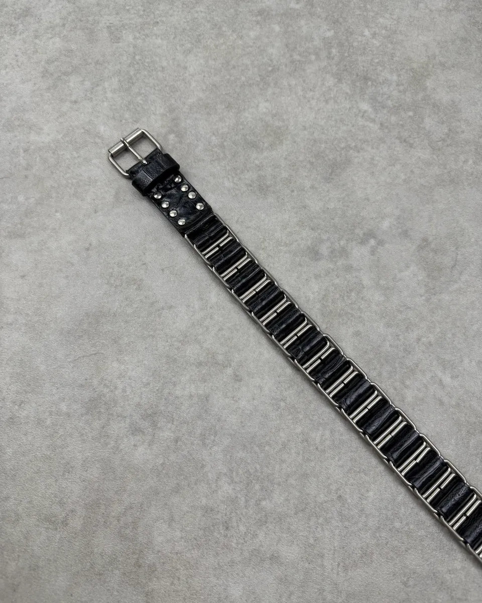 Nanni Black Leather & Metalic Studded Belt vpPGQSZ 3
