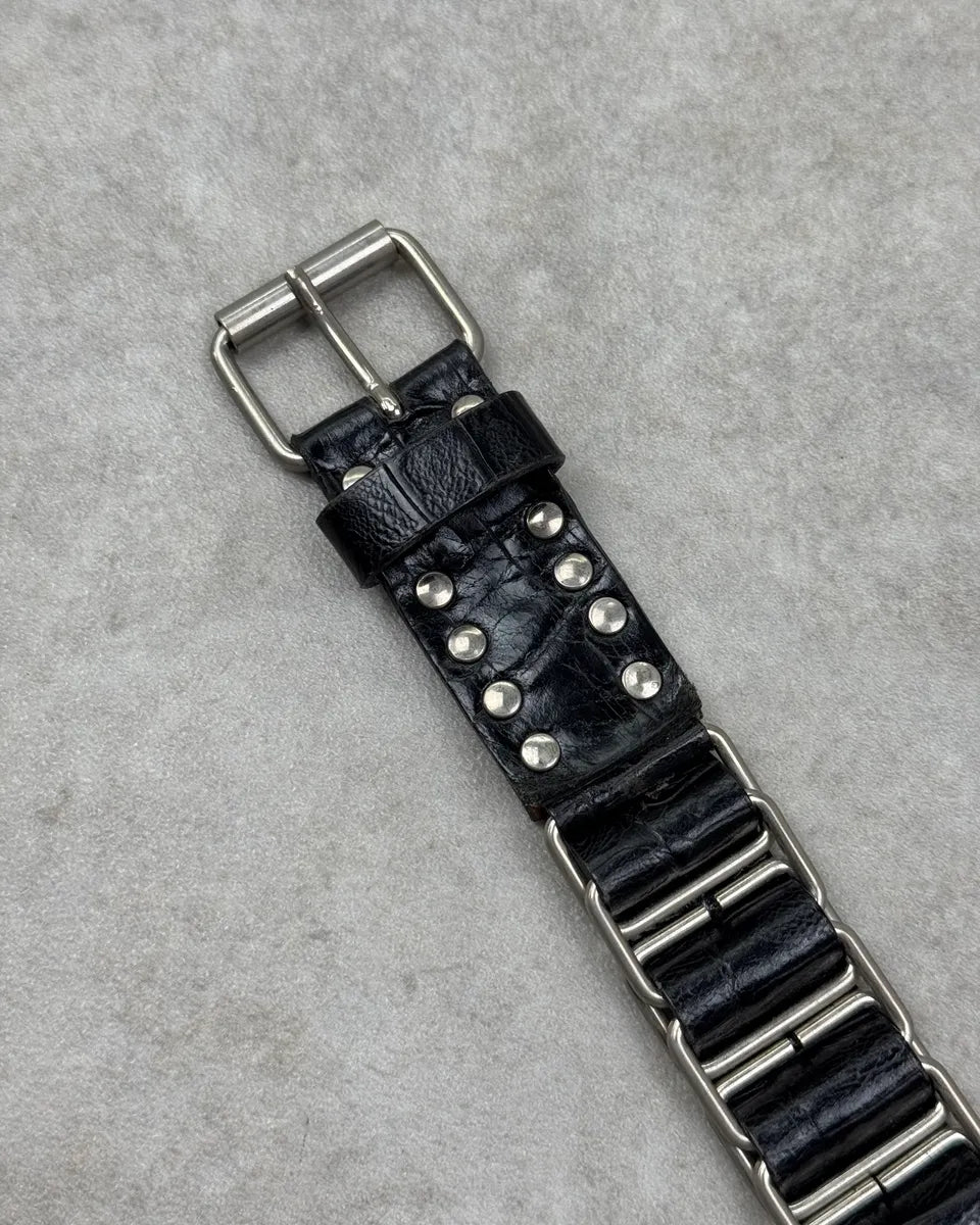 Nanni Black Leather & Metalic Studded Belt vpPGQSZ 4