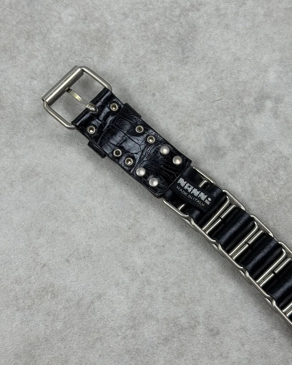 Nanni Black Leather & Metalic Studded Belt vpPGQSZ 6