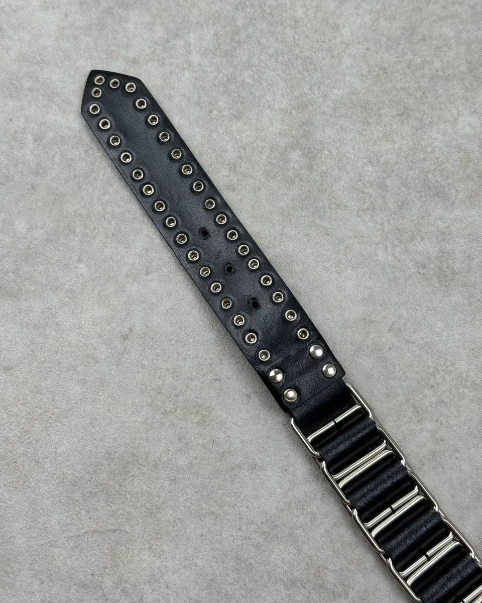 Nanni Black Leather & Metalic Studded Belt vpPGQSZ 7