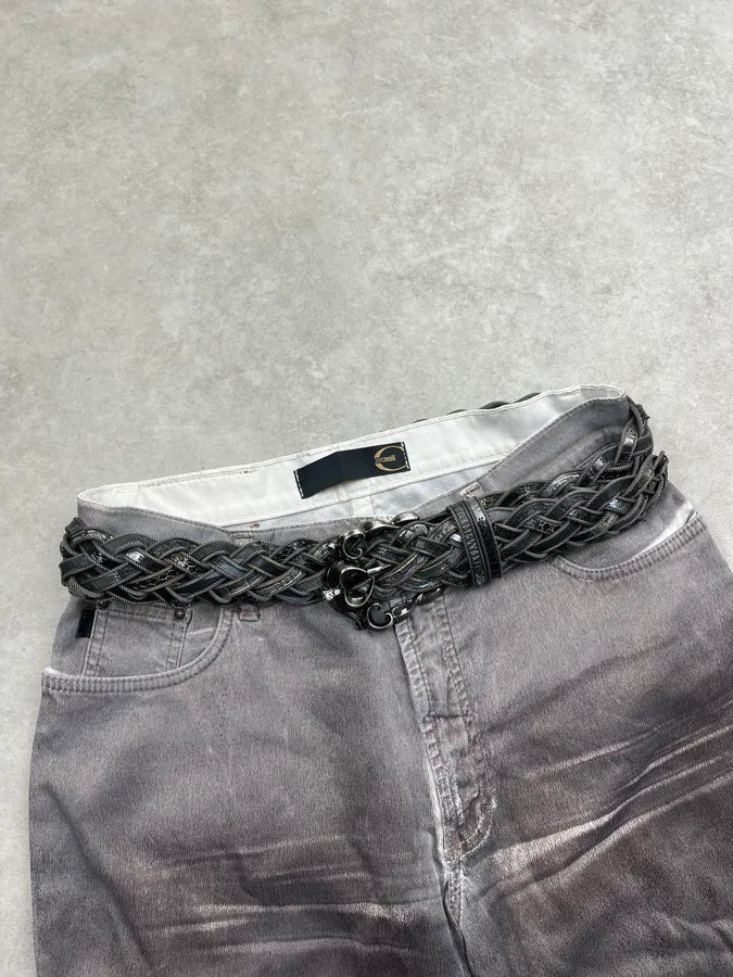 Nanni Dark Metallic Braided Leather Belt HqJzfcA 0