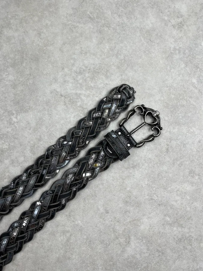 Nanni Dark Metallic Braided Leather Belt HqJzfcA 3