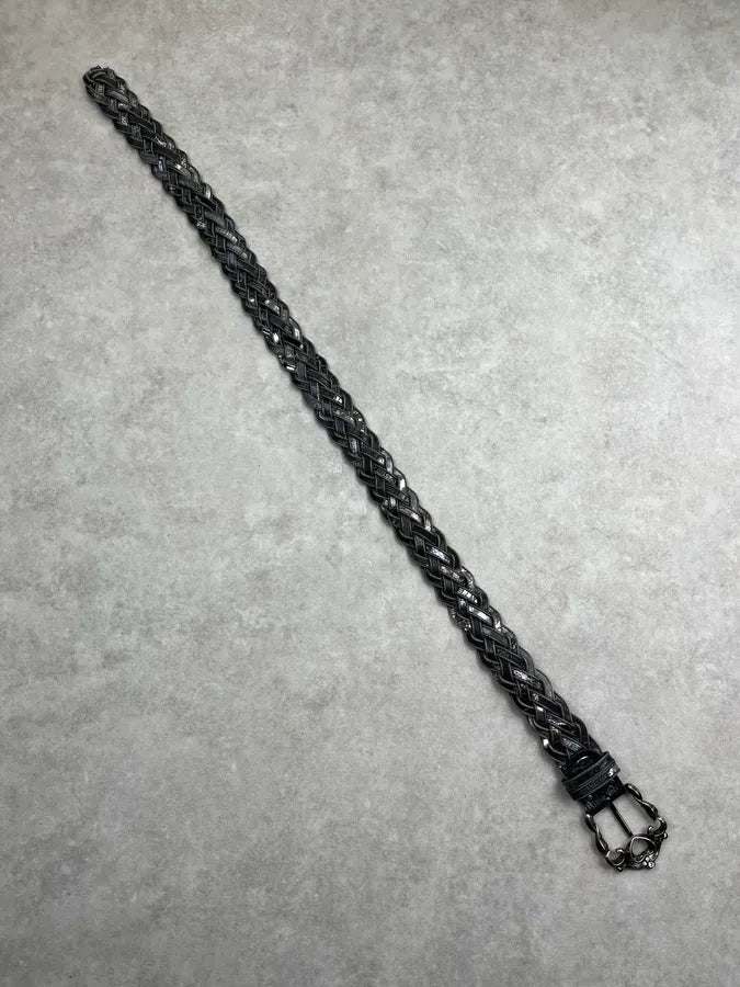 Nanni Dark Metallic Braided Leather Belt HqJzfcA 8