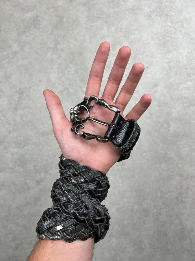 Nanni Dark Metallic Braided Leather Belt HqJzfcA 1