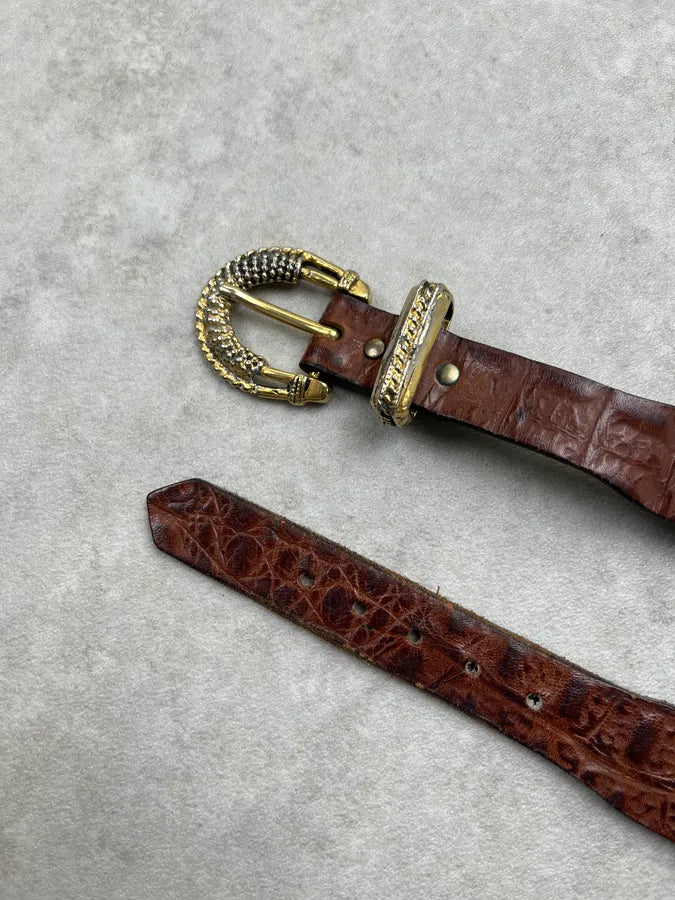 Nanni Brown Leather Ornate Beaded Belt FpexLDh 3