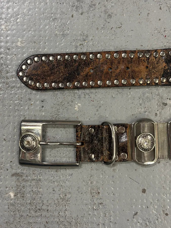 Nanni Brown Leather Studded Concho Belt lVsUdrk 2
